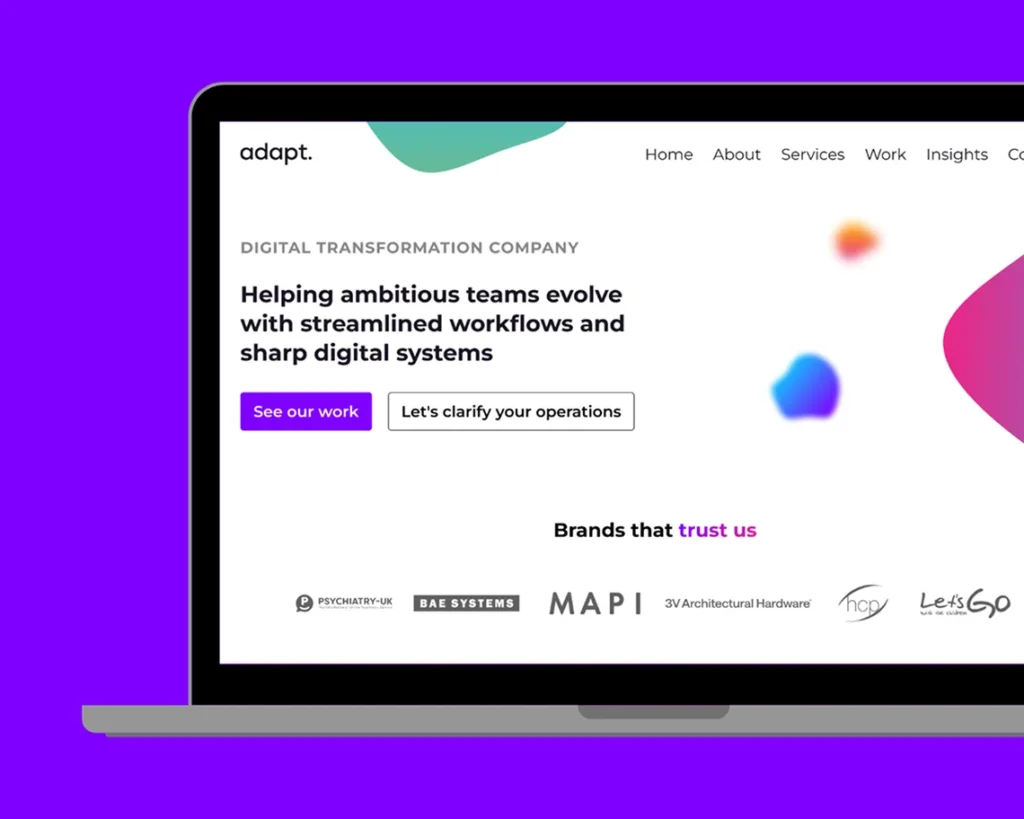 Homepage of Adapt Digital Ltd