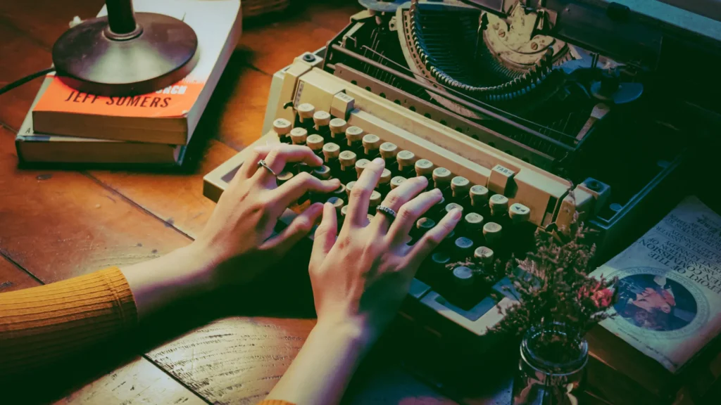 Copywriter using a typewriter