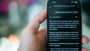 Person using AI as search engine