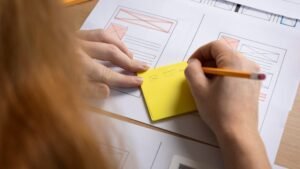 Hand-drawn draft of a lead magnet landing page