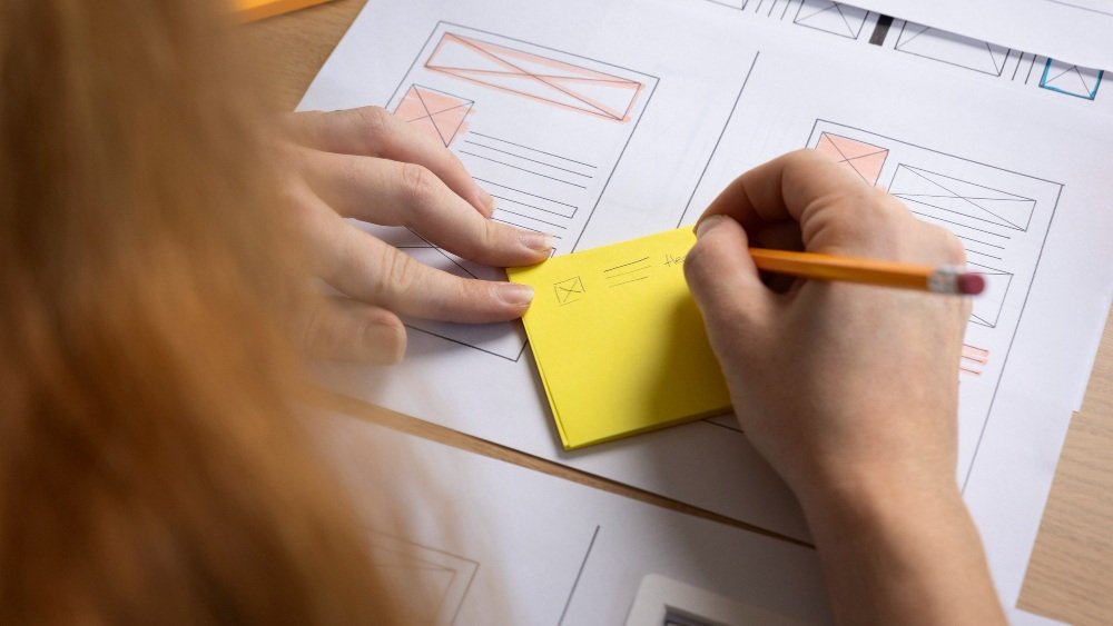 Hand-drawn draft of a lead magnet landing page