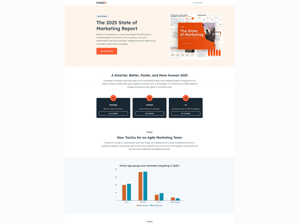 HubSpot’s 2025 Marketing Report landing page