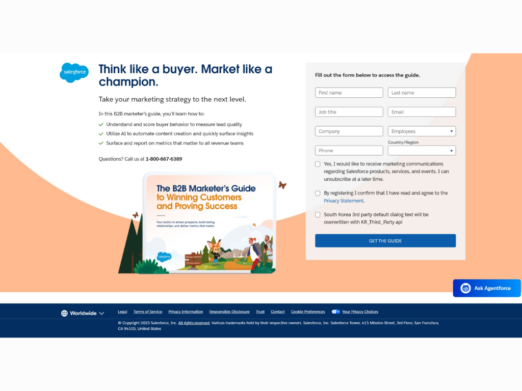 Salesforce’s Free B2B Marketer’s Guide landing page