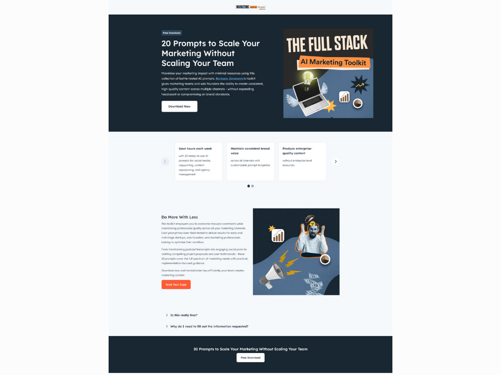 Hubspot’s Free AI Prompts landing page